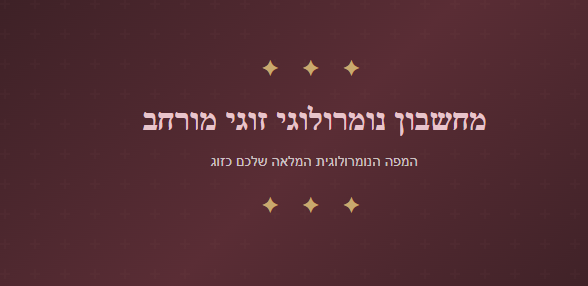 מחשבון נומרולוגי זוגי מורחב - ייעוץ ואימון לזוגיות